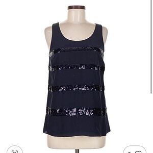 NWT ERIN Erin Featherstone Blue Silk Sequin Tank Top Sz 6
